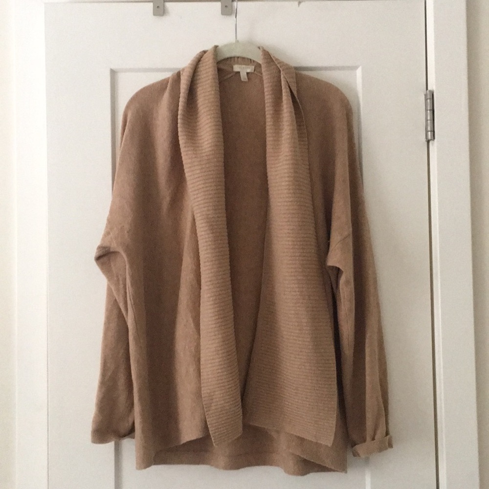 Talbots Camel Open Front Cardigan